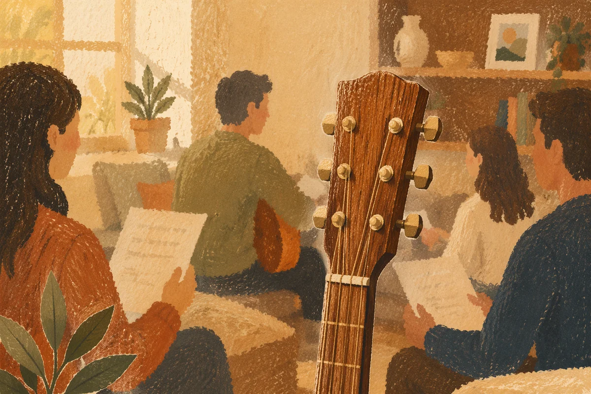 Acoustic Guitar in Home Worship Gathering