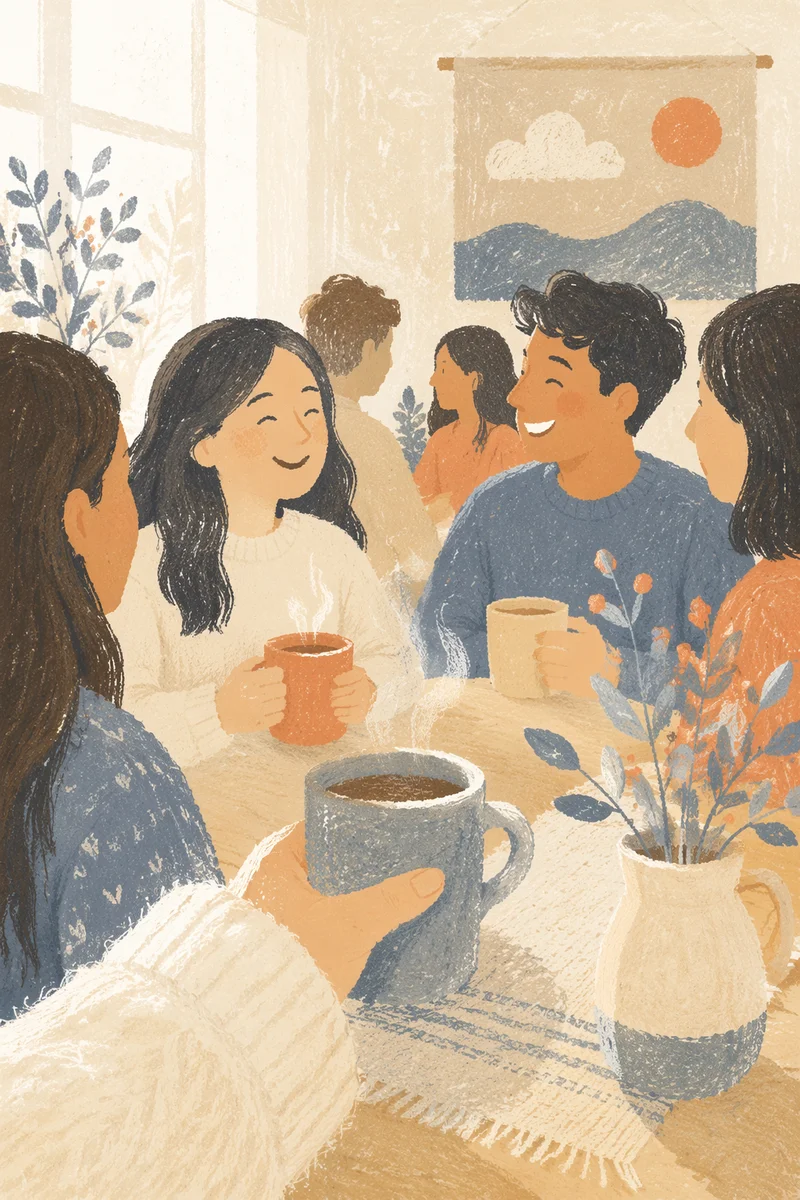 Young Adults Laughing in Cozy Fellowship