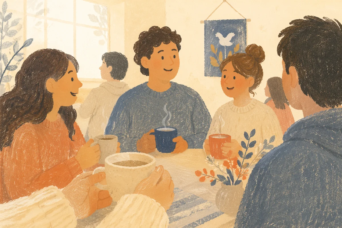 Young Adults Laughing in Cozy Fellowship