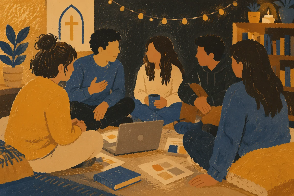 Young Adults Laughing in Church Fellowship