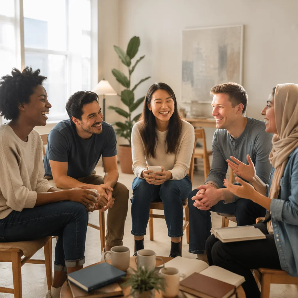 Young Adults Laughing in Small Group Fellowship