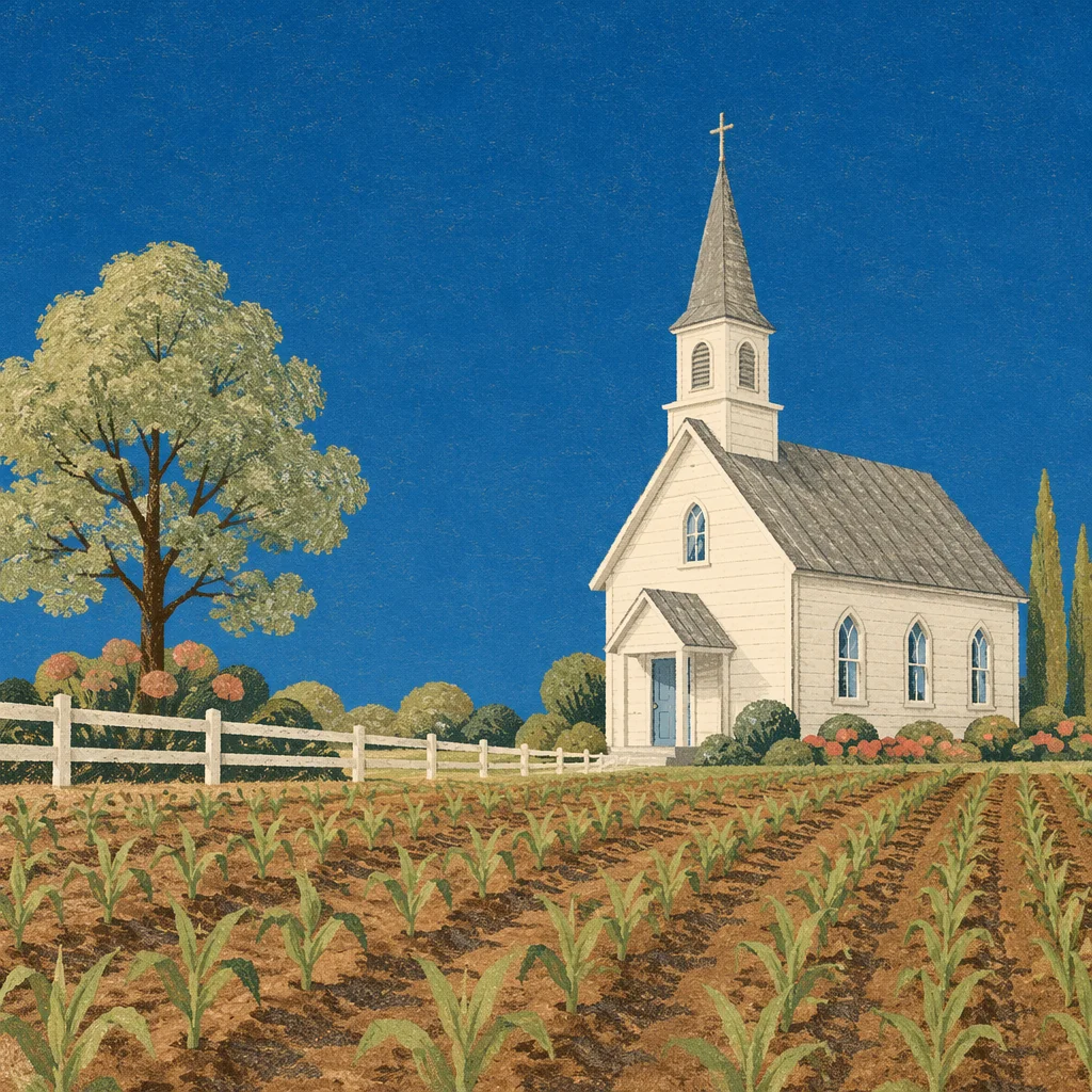 Small Countryside Chapel Under Blue Sky