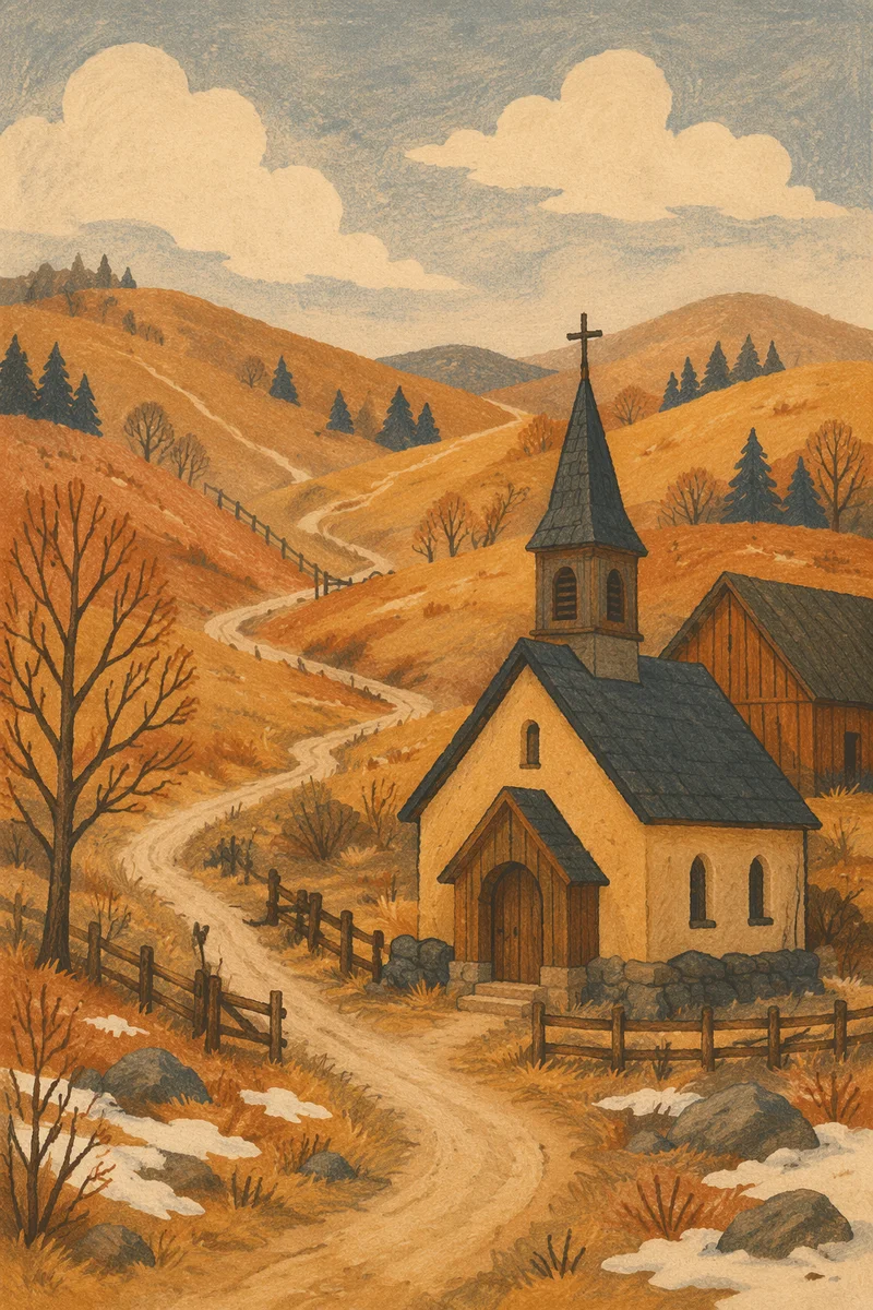 Small Wooden Chapel in Quiet Countryside