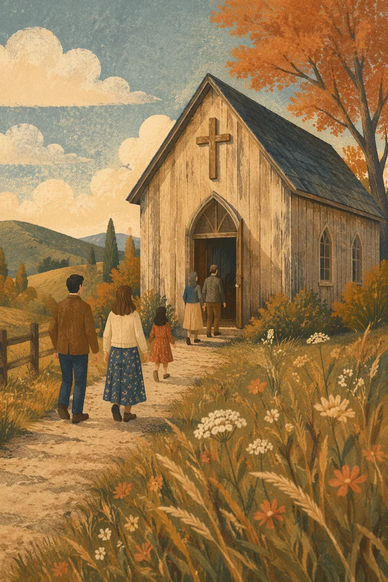 Peaceful Wooden Chapel on Countryside Lane