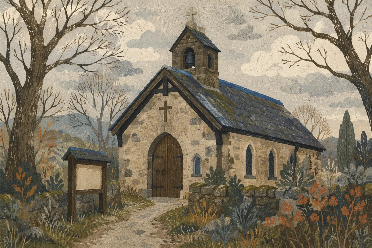 Humble Countryside Chapel in Winter