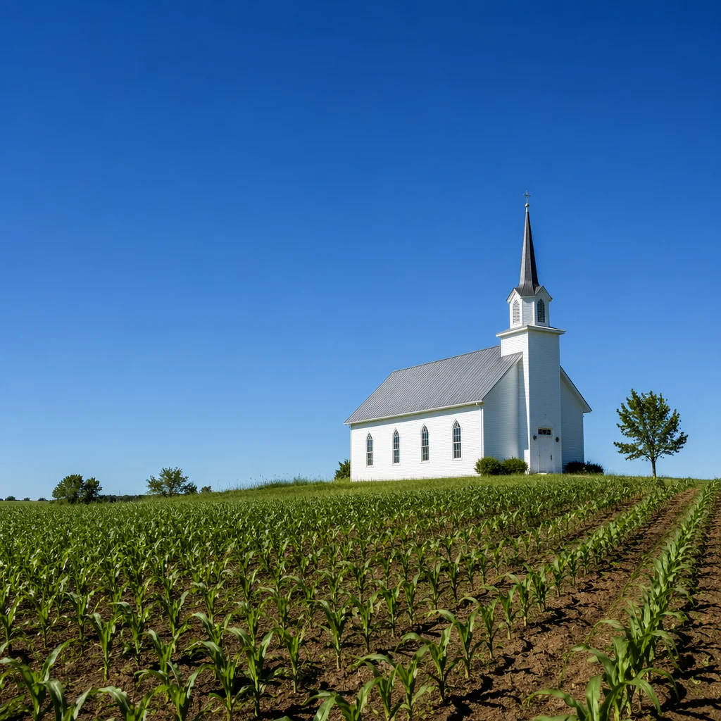 Small White Chapel in Rural Countryside