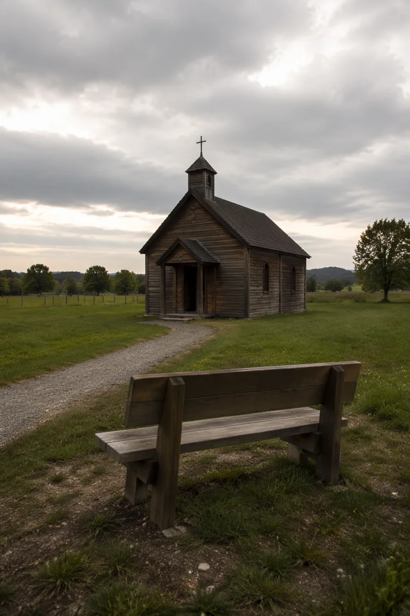 Quiet Wooden Chapel in Rural Countryside