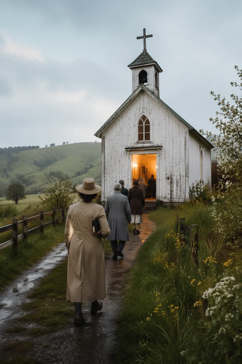 Small Wooden Chapel After Spring Rain