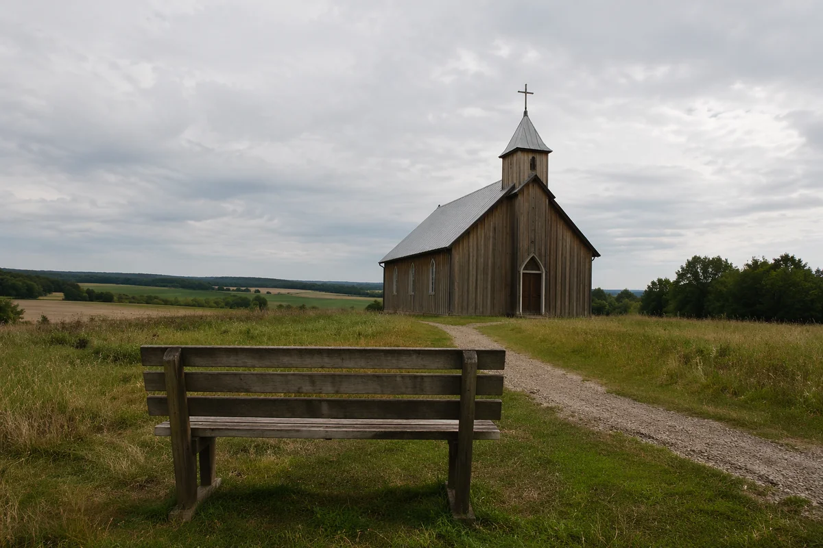 Quiet Wooden Chapel in Rural Countryside