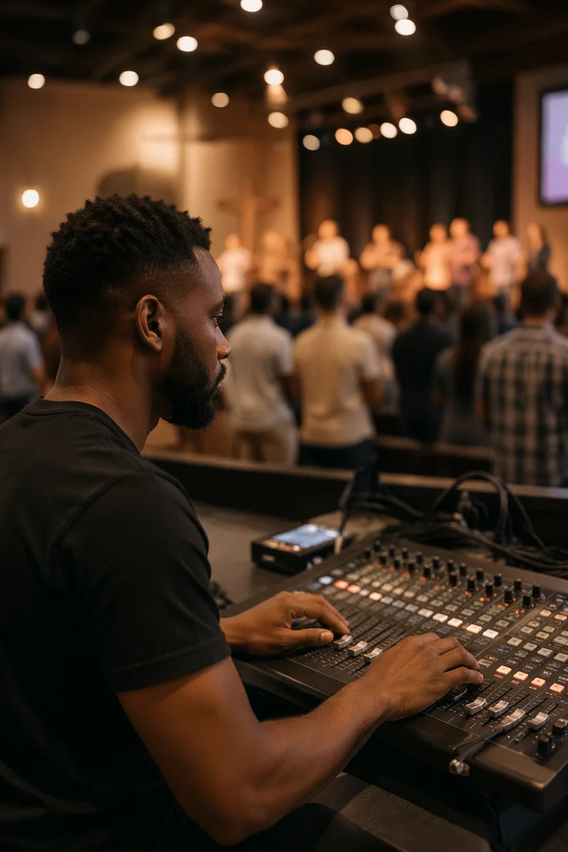 Sound Technician at Church Audio Console