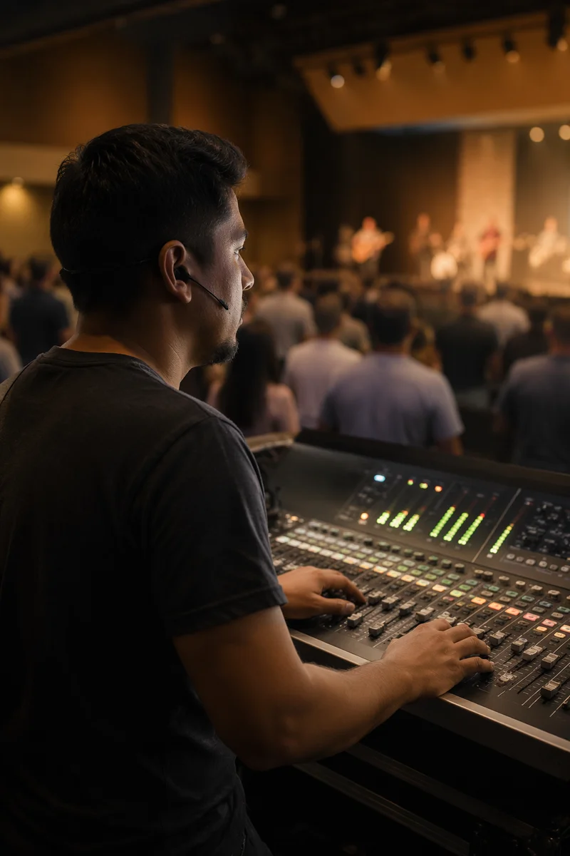 Sound Technician at Church Audio Console