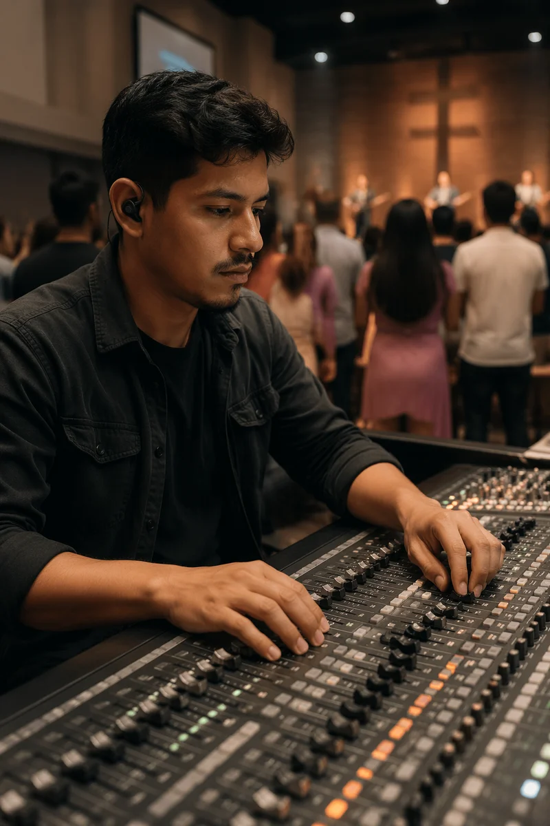 Sound Technician at Church Audio Console