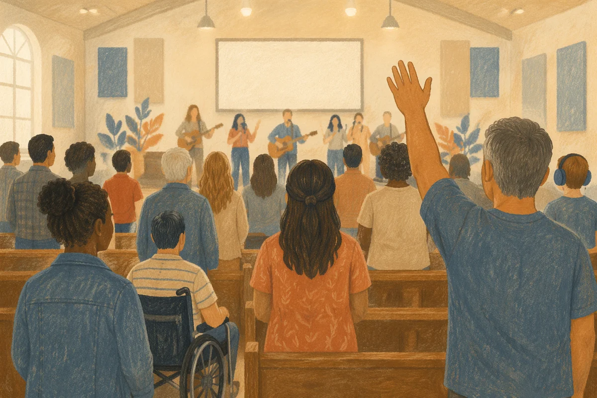 Inclusive Worship Service in Modern Church Sanctuary