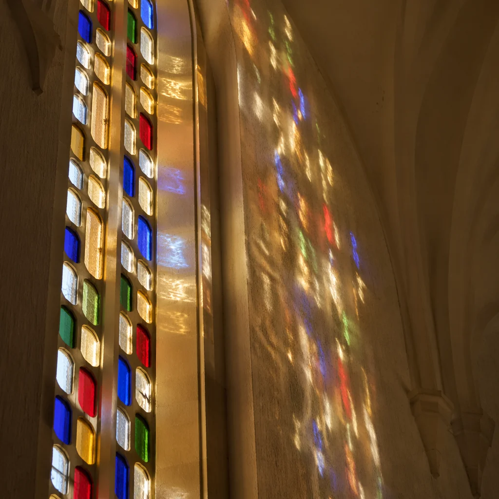 Colorful Stained Glass Light in Church