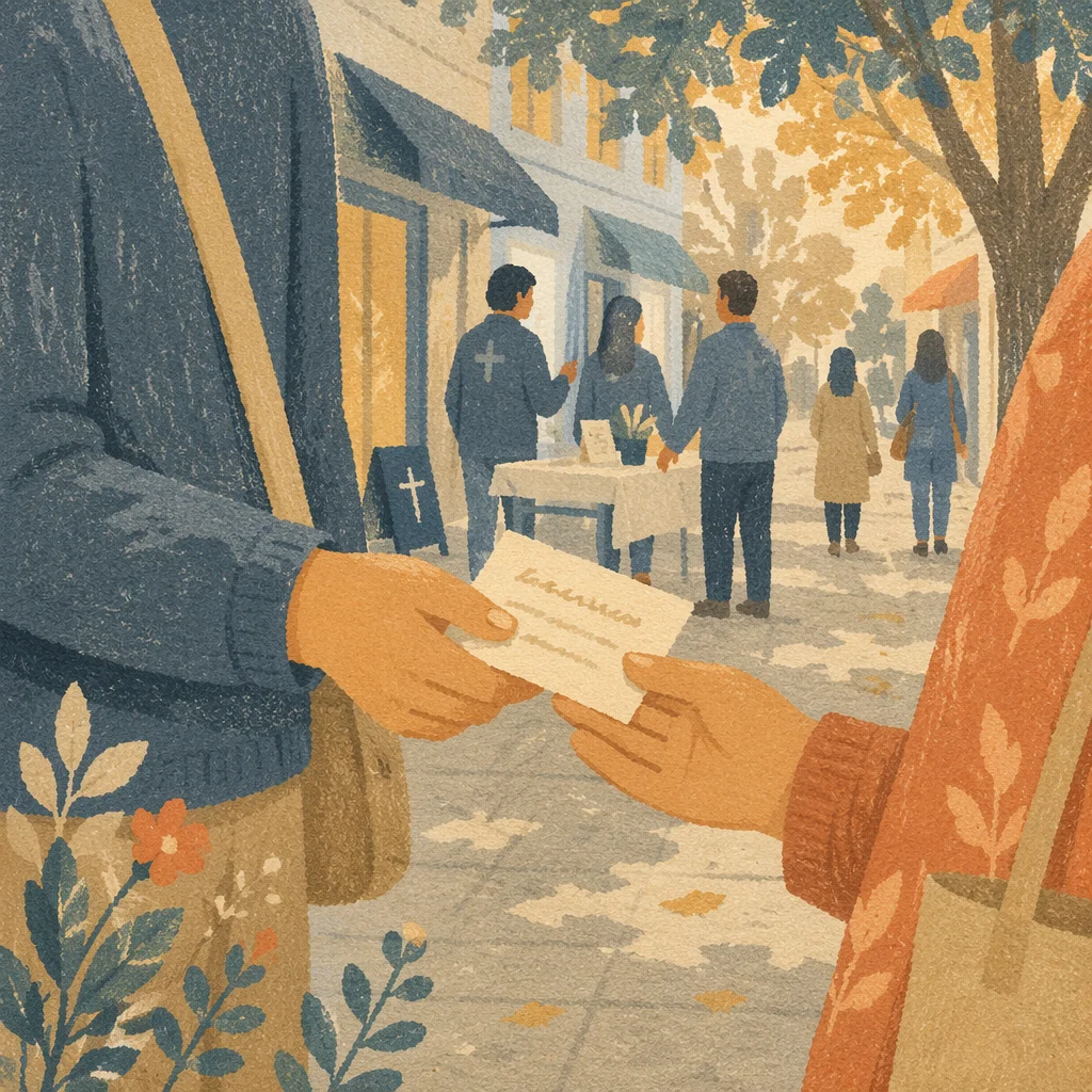 Peaceful Street Evangelism at Golden Hour