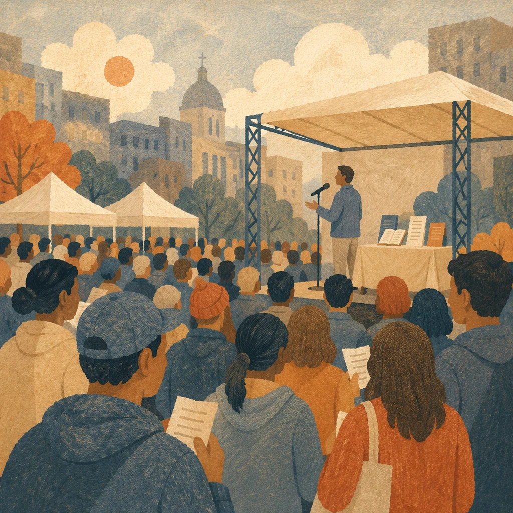 Outdoor Street Evangelism in City Plaza