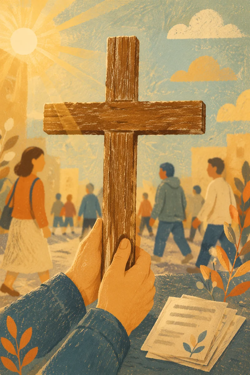 Street Evangelism Cross in Golden Hour