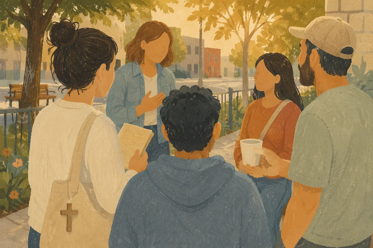 Gentle Street Evangelism in Golden Light