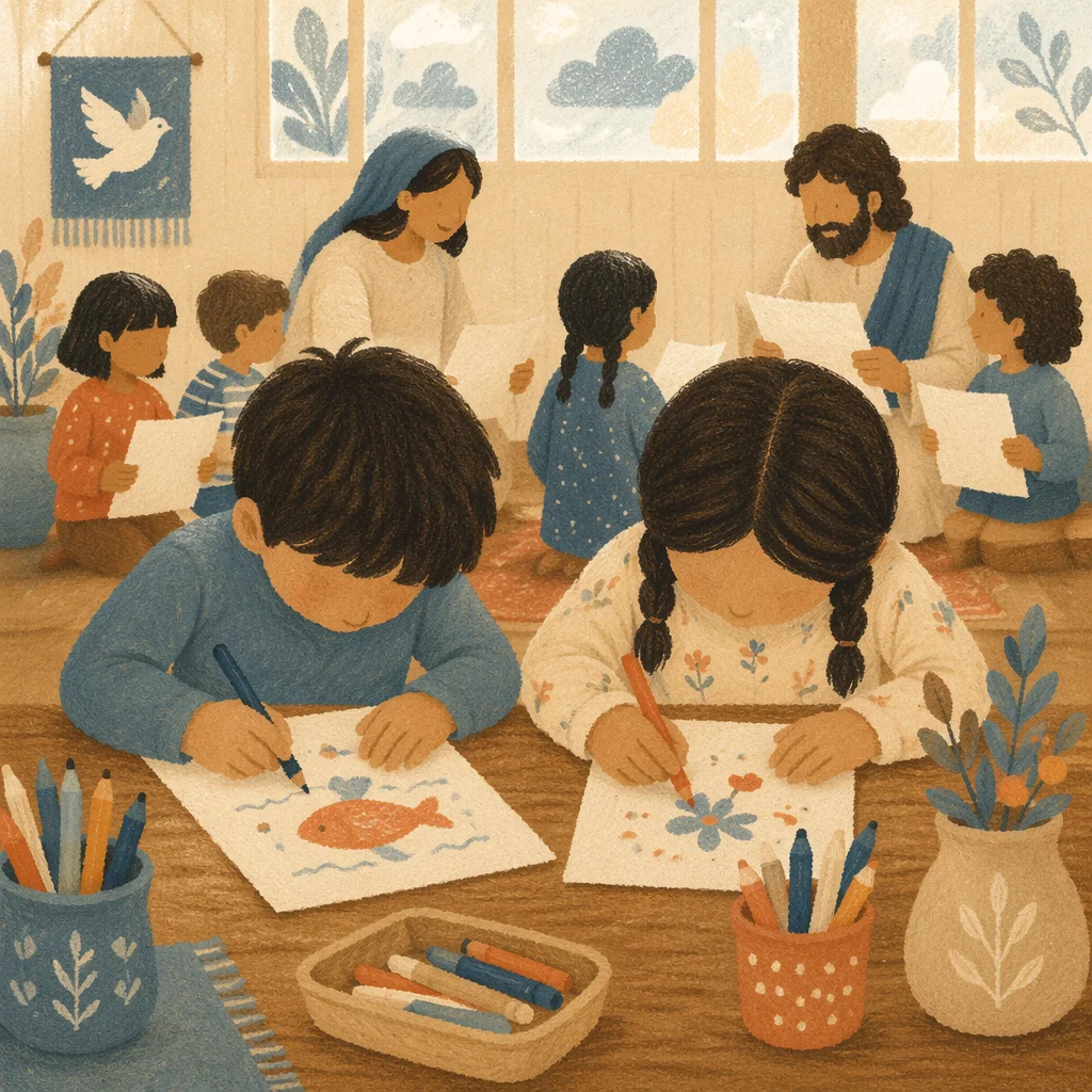 Sunday School Children Coloring Craft Activity