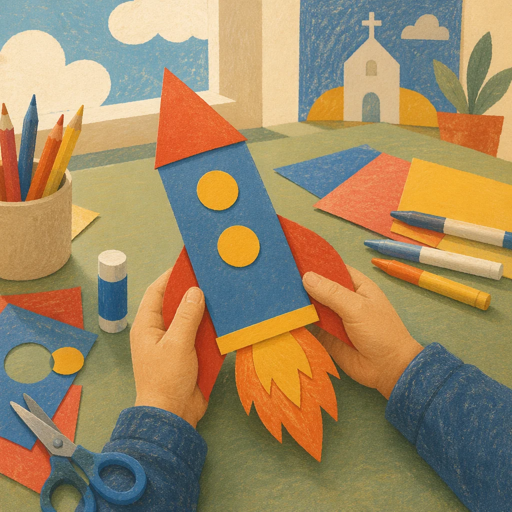 Sunday School Paper Rocket Craft Activity