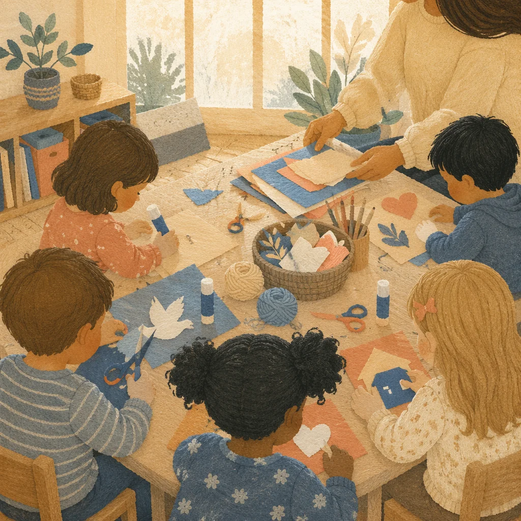 Sunday School Craft Time in Church Classroom