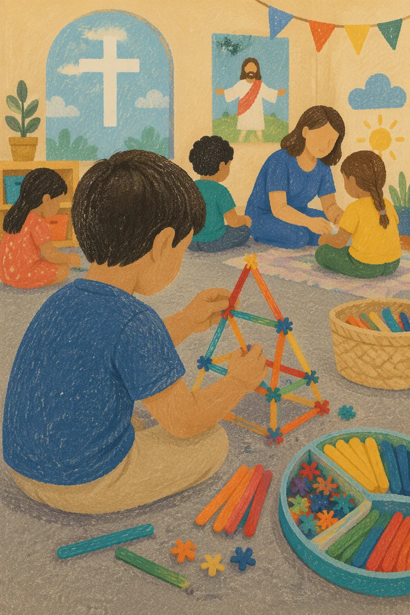 Sunday School Craft Time in Church Classroom