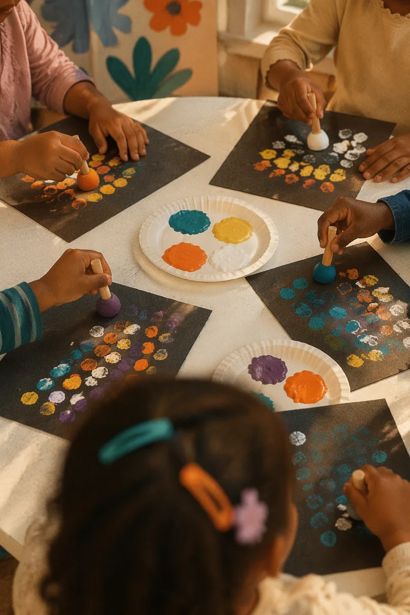Sunday School Children Painting Craft Together