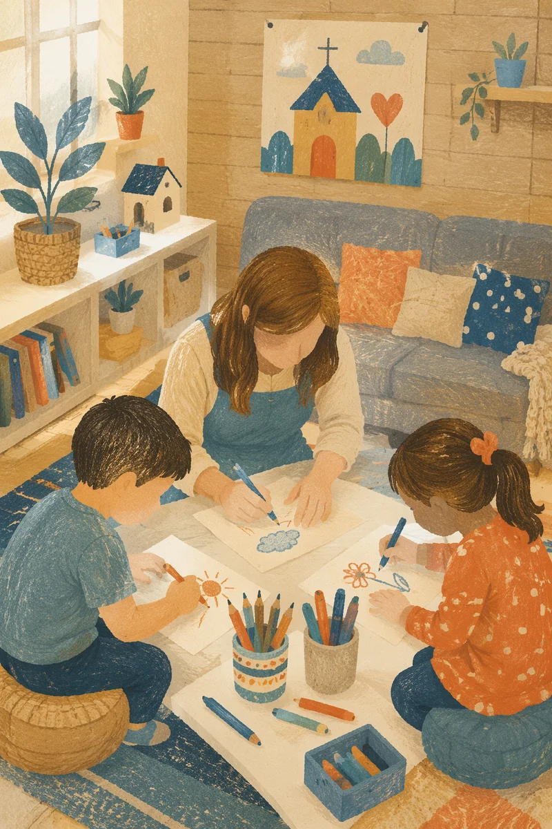 Sunday School Children Crafting Together