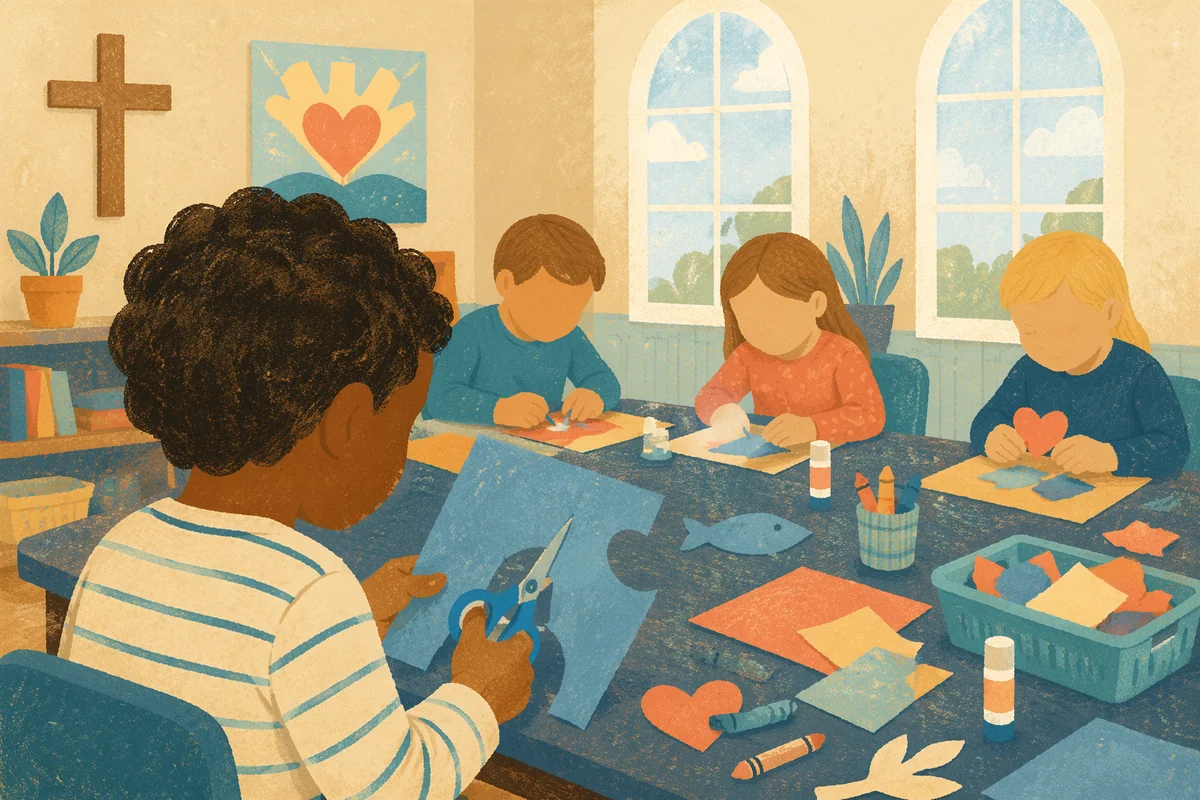 Children Crafting in Sunday School Classroom