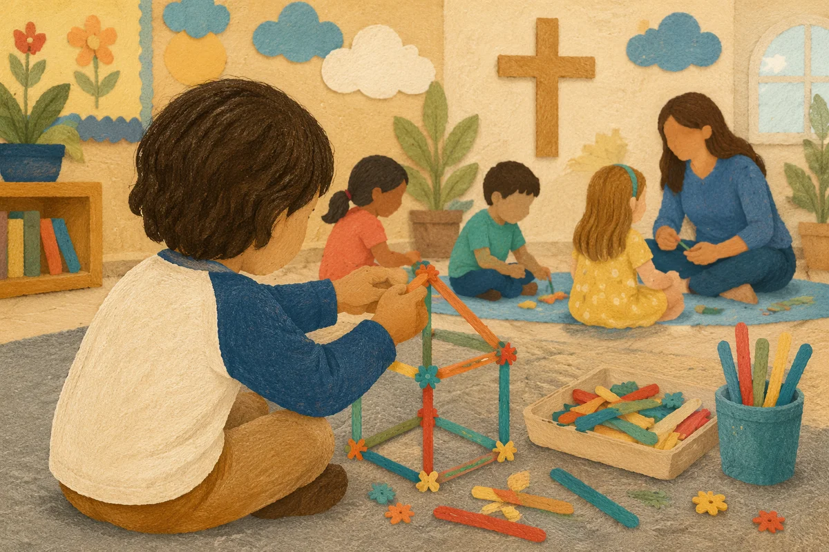 Sunday School Craft Time in Church Classroom