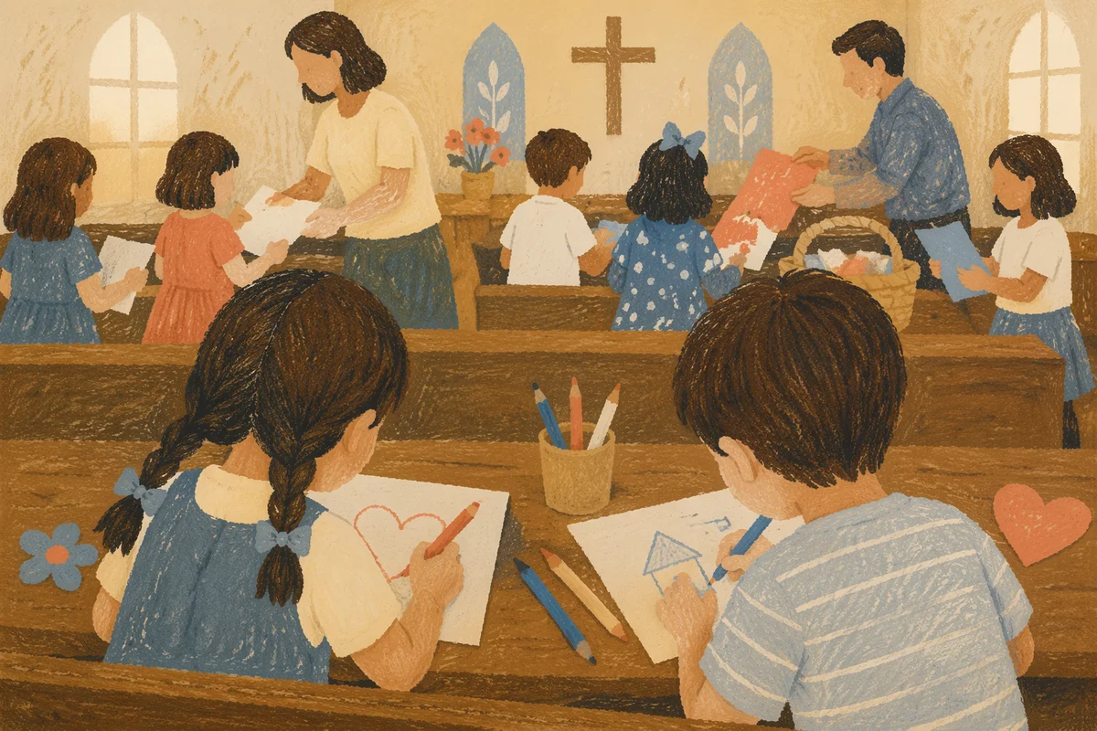 Sunday School Children Craft Time in Church