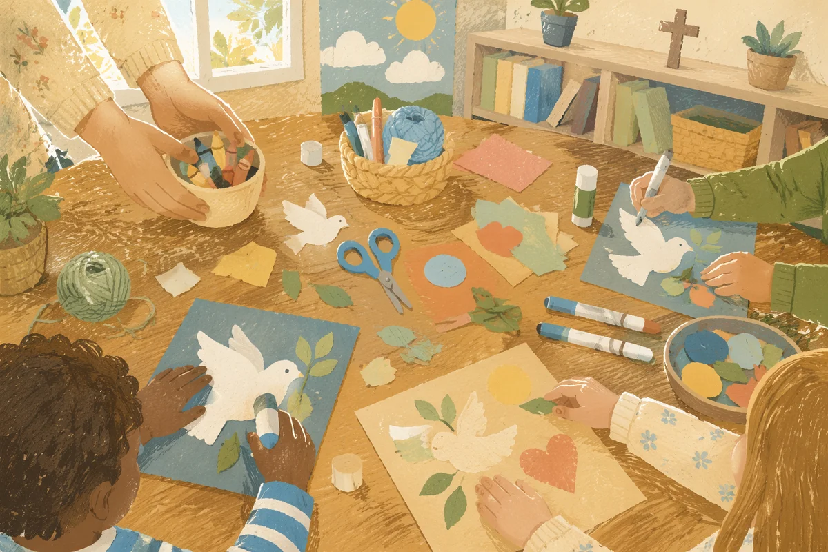 Sunday School Craft Table With Children’s Hands