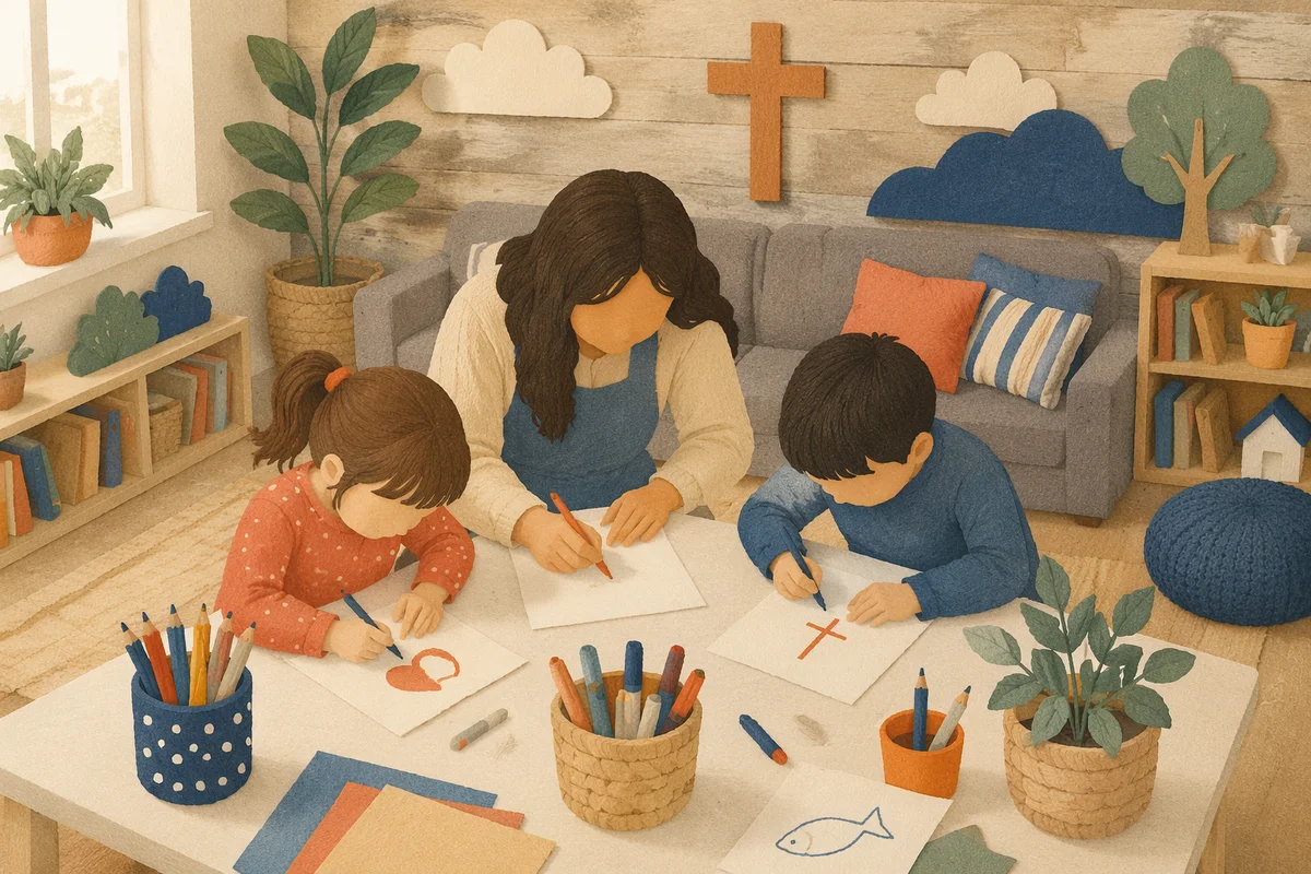 Sunday School Craft Time in Church Classroom