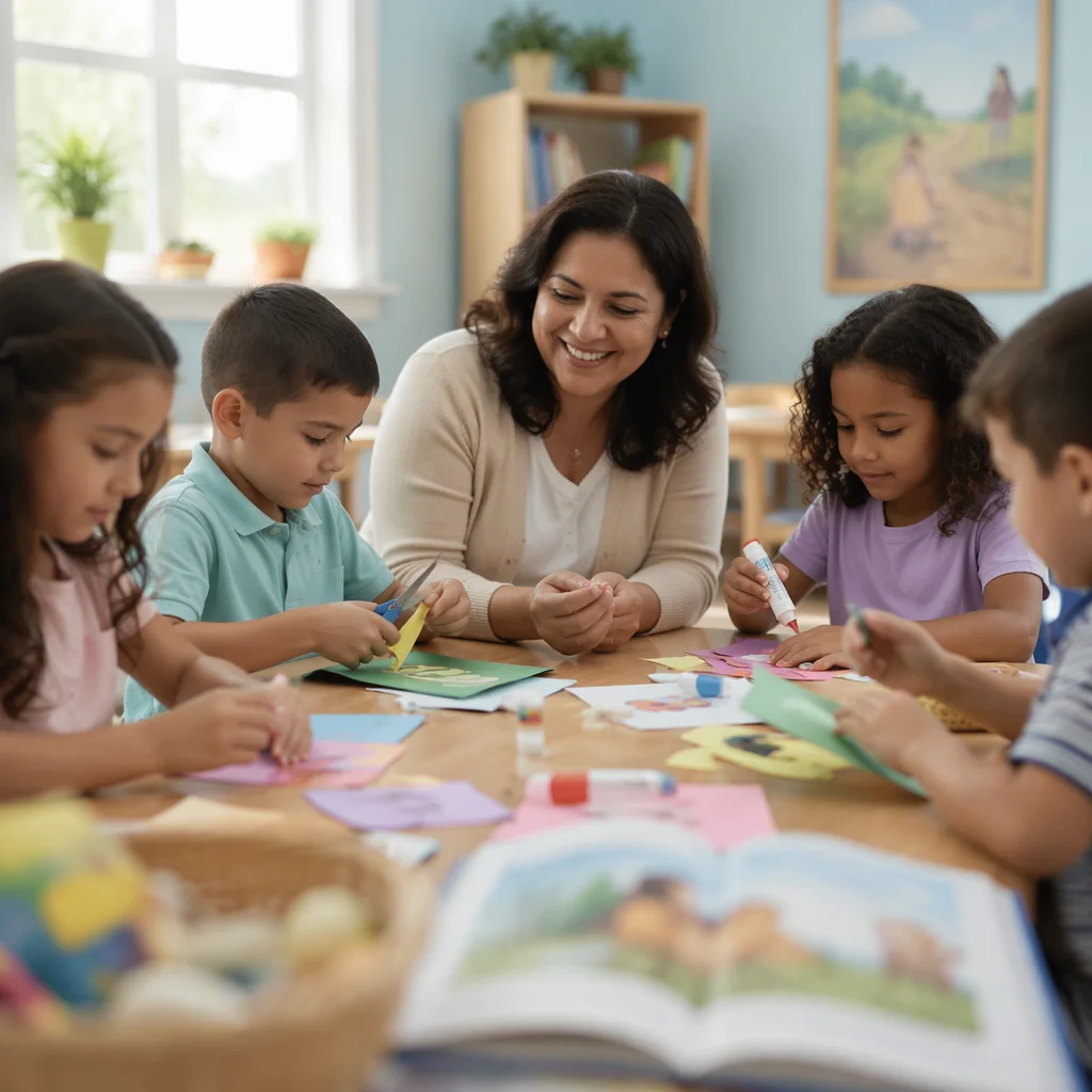 Sunday School Children Craft Time Together