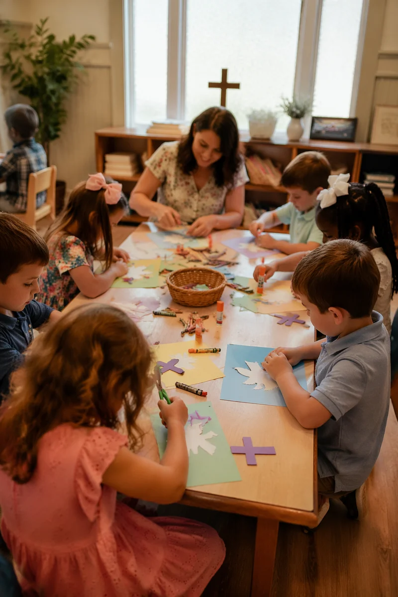 Sunday School Children Crafting Together