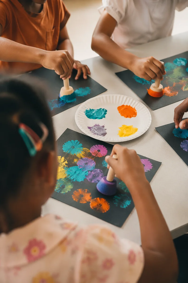 Sunday School Children Craft Time Closeup