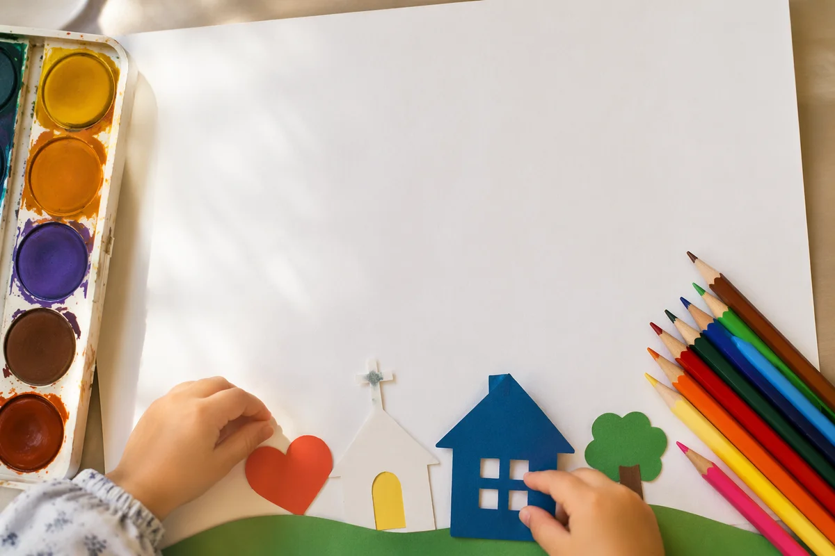 Sunday School Craft Table With Children Hands