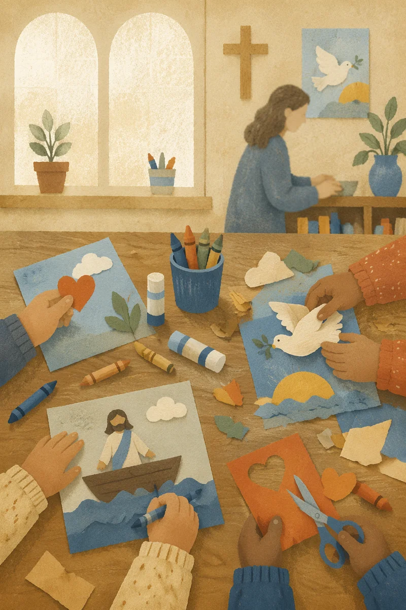 Sunday School Craft Table in Morning Light