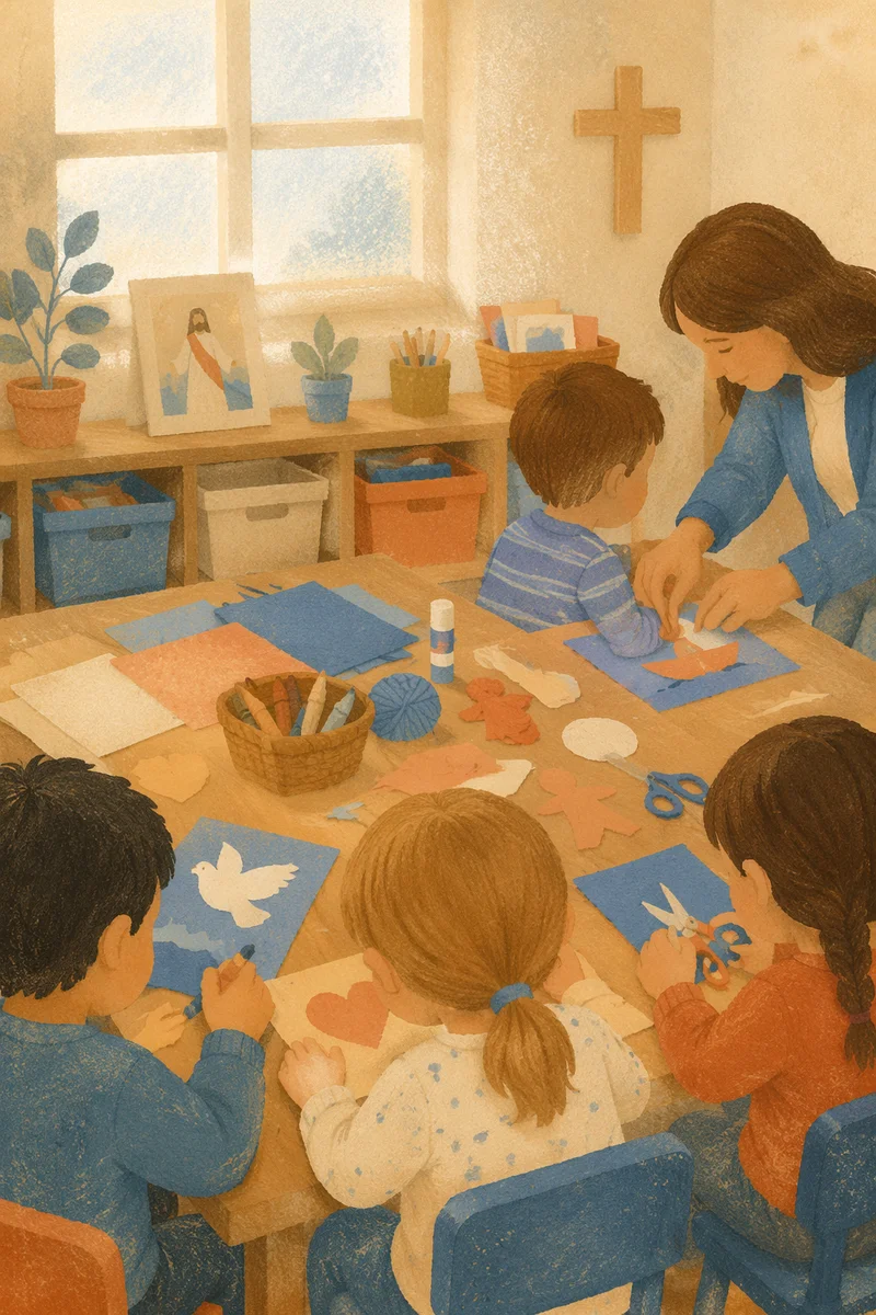 Sunday School Craft Table in Church Classroom