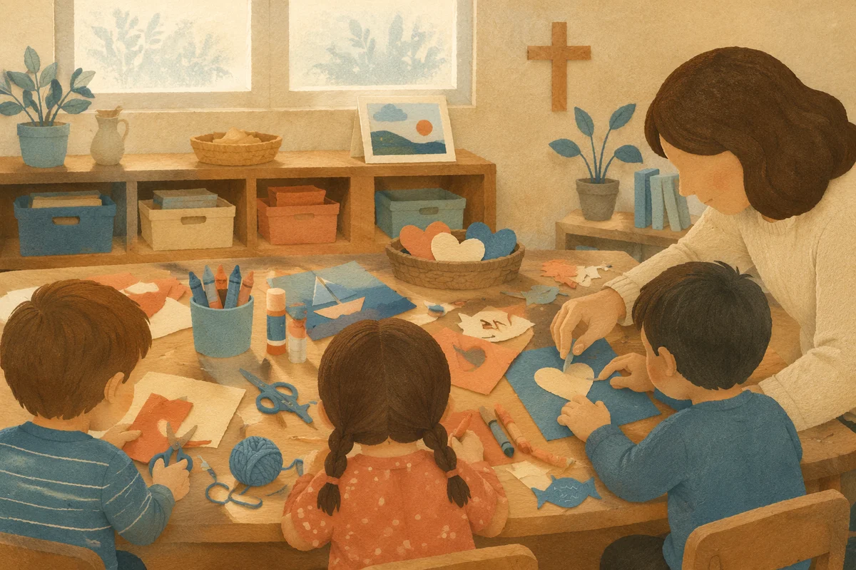 Sunday School Craft Table in Church Classroom