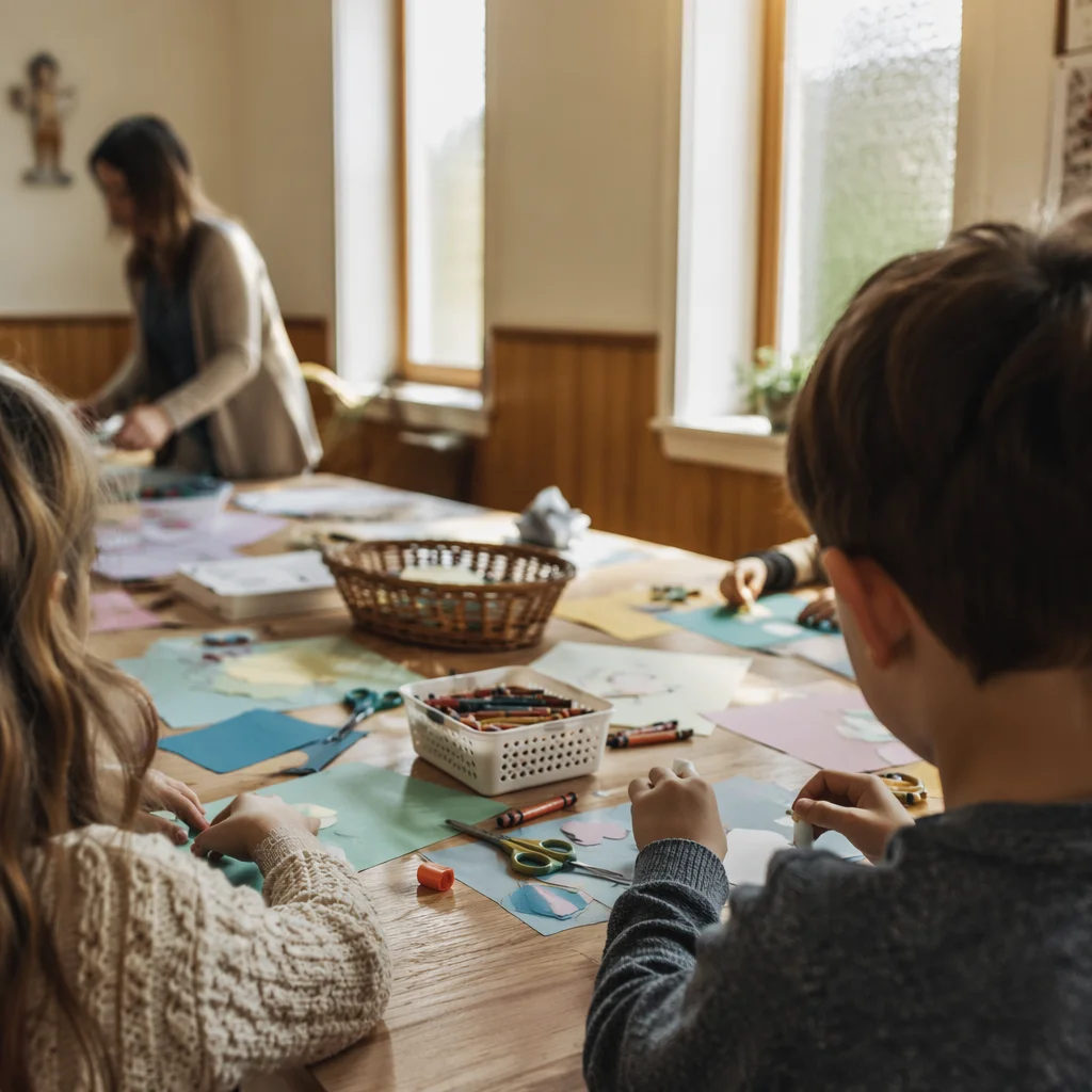 Sunday School Craft Table in Morning Light
