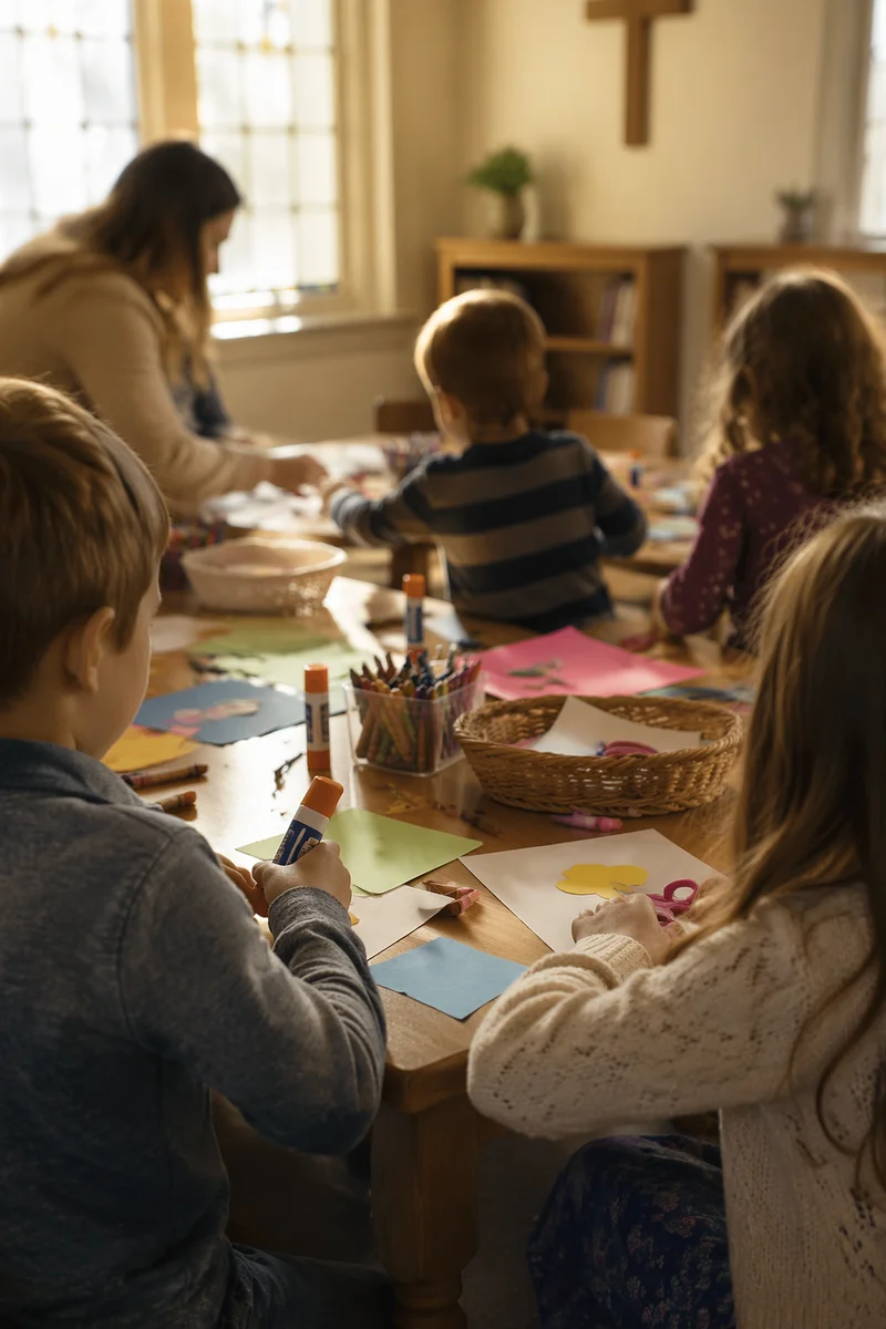 Sunday School Craft Table in Church Classroom