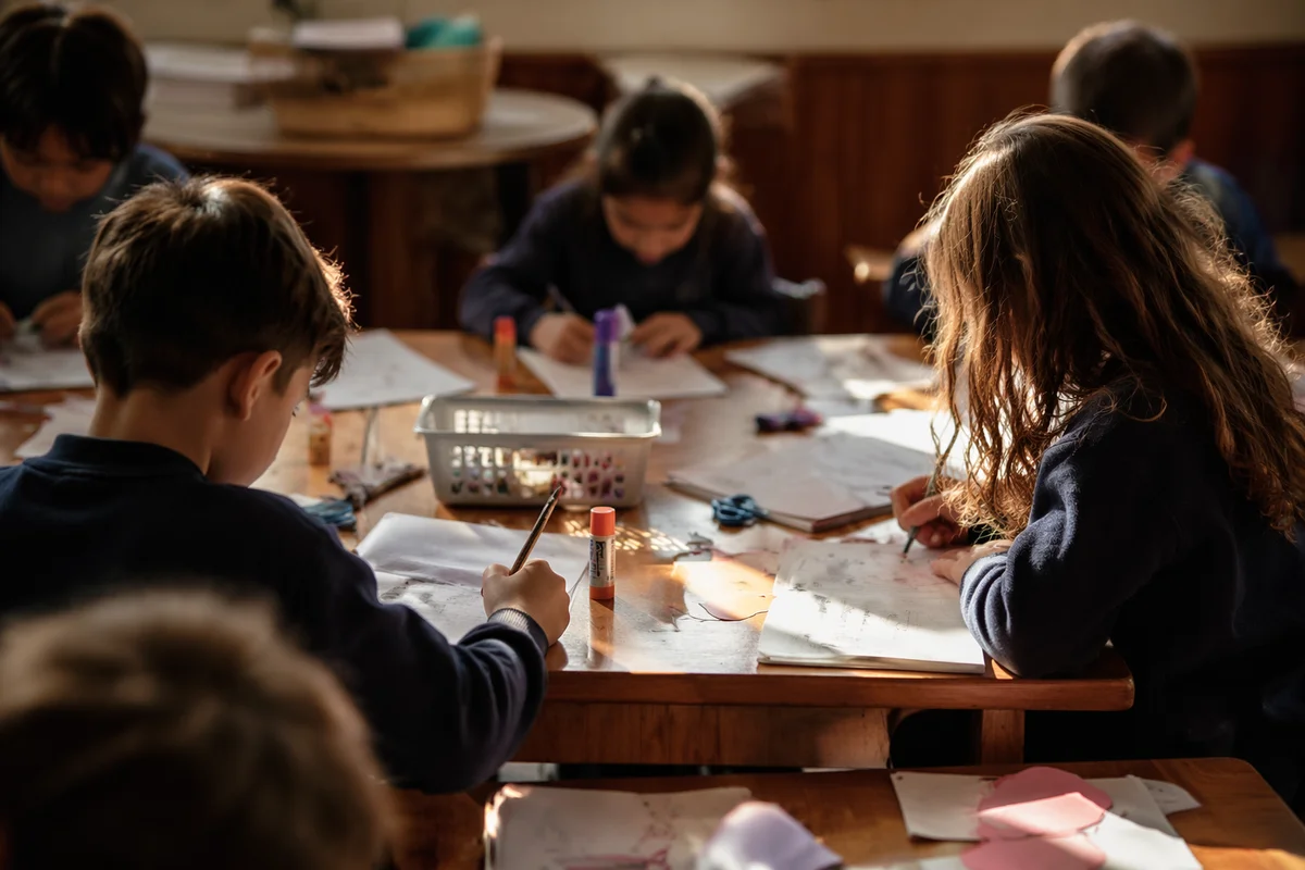 Quiet Sunday School Craft Table Scene