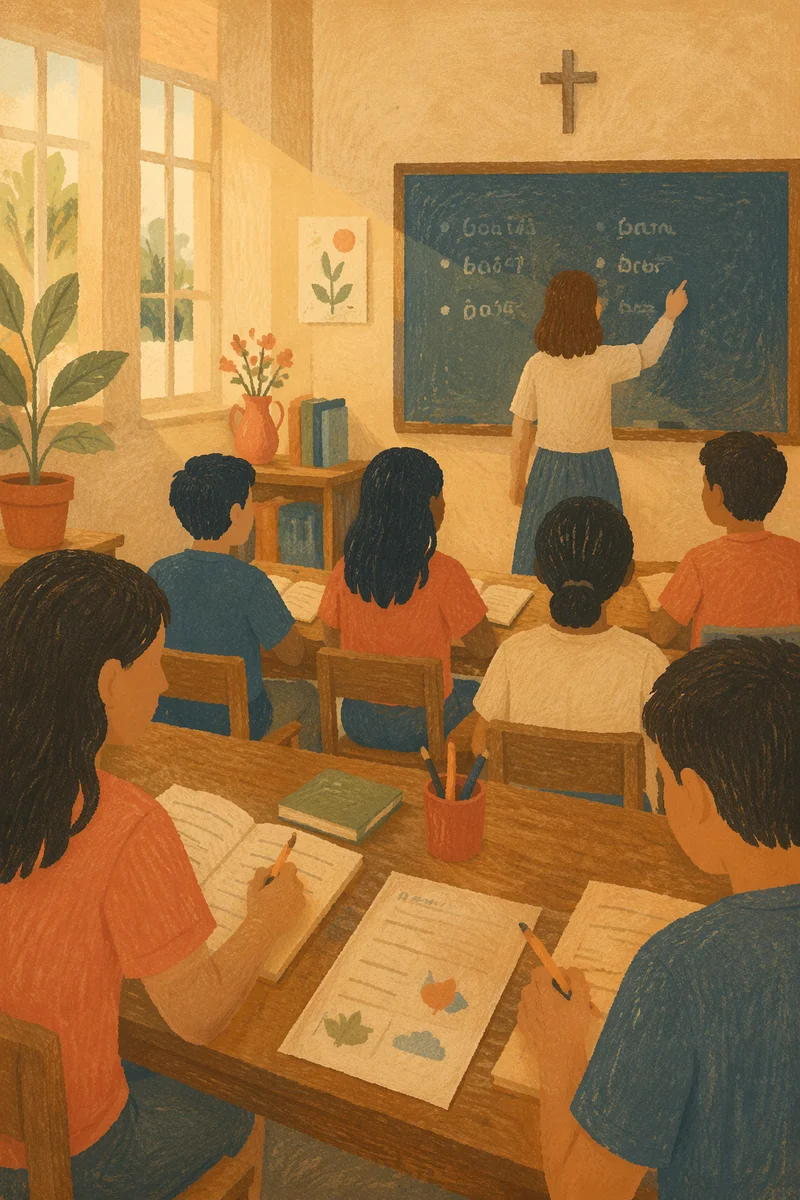 Volunteer Teaching English in Mission Classroom