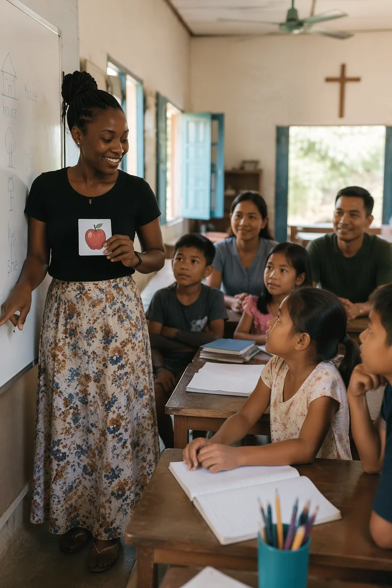 Volunteer English Lesson in Community Classroom
