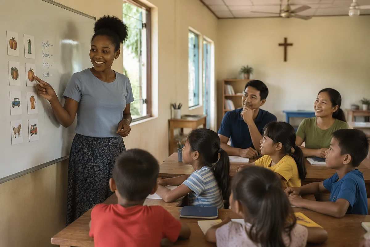 Volunteer English Lesson in Community Classroom
