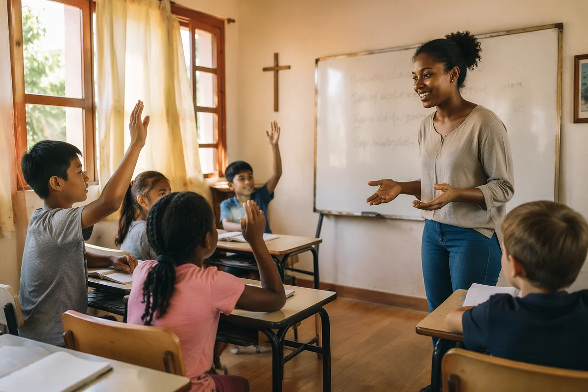 Volunteer English Lesson in Community Classroom
