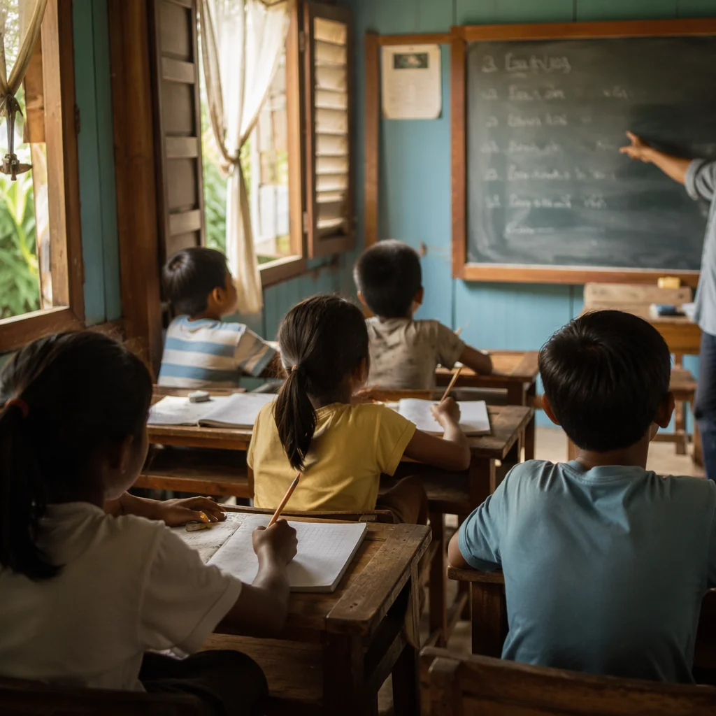 Volunteer Teaching English in Mission Classroom