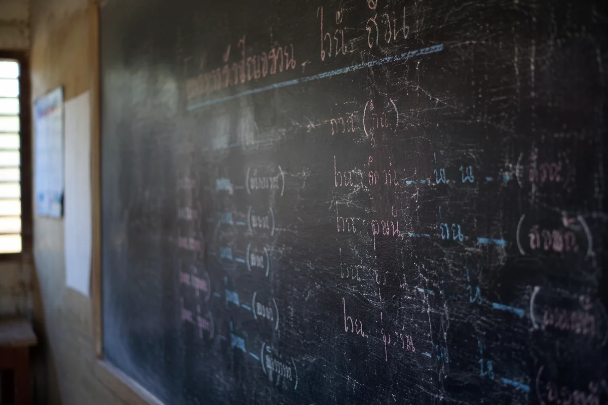 Overseas English Mission Classroom Chalkboard Closeup