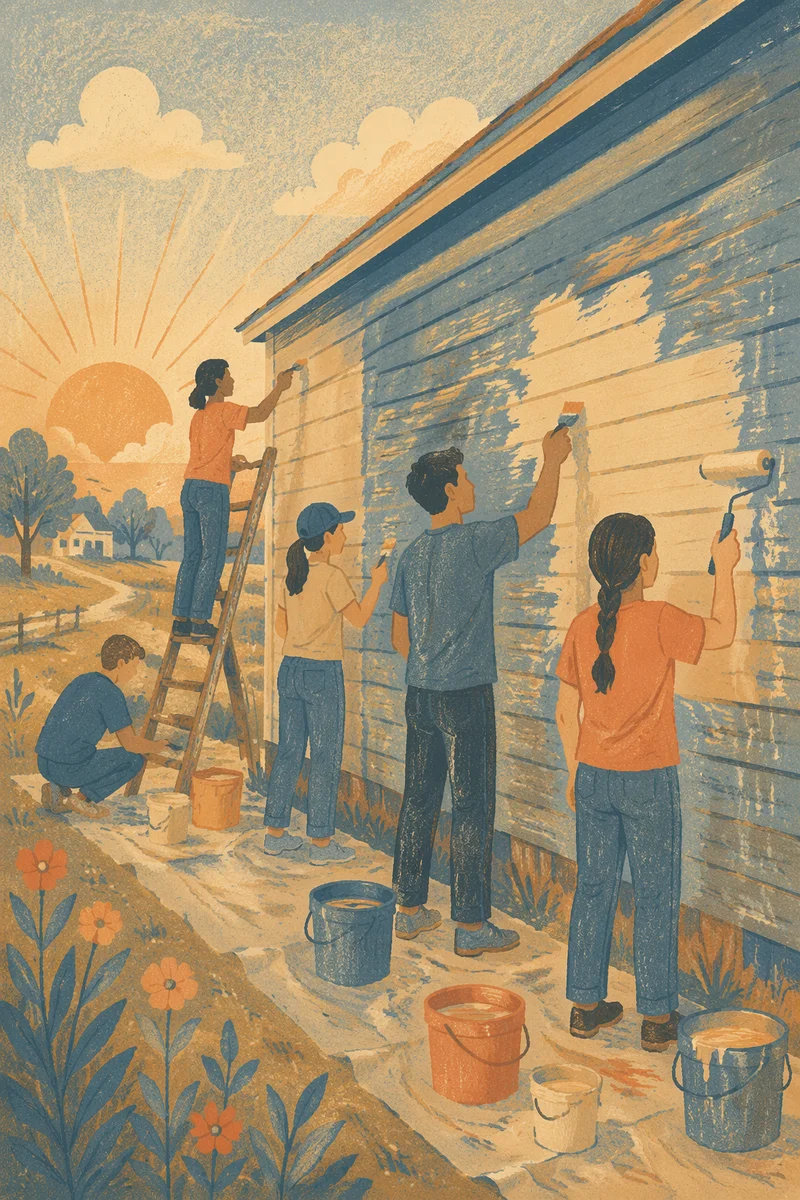 Teen Mission Trip Building Service Painting